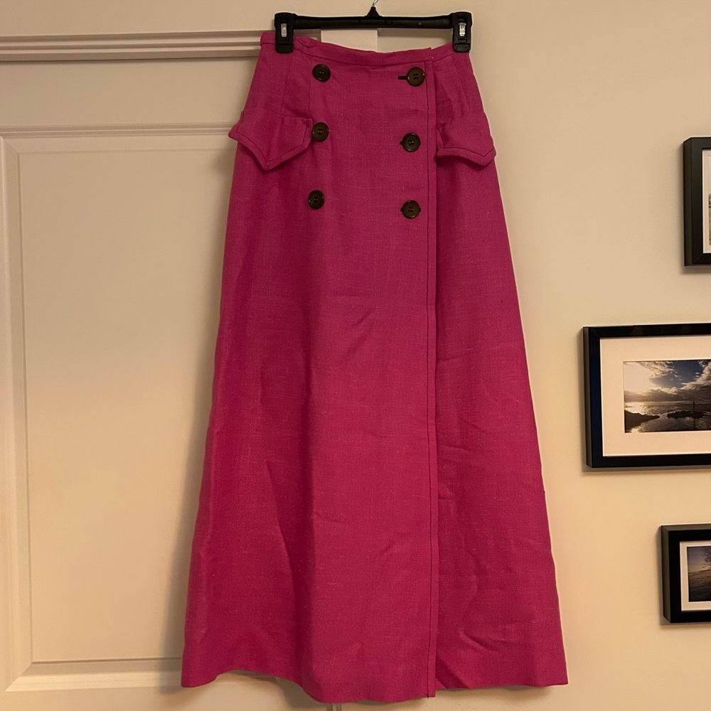 Vintage Beverly Paige twill pink maxi skirt, modern size 2